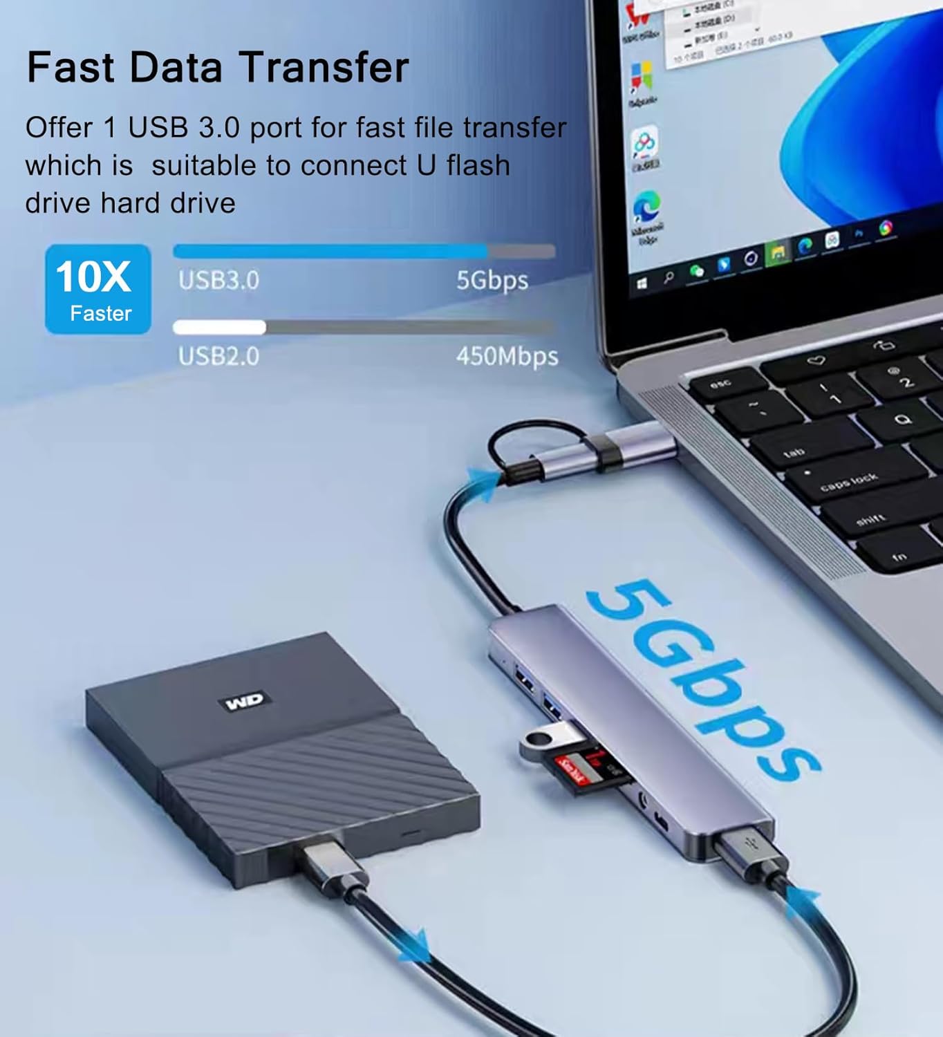 HUB ADAPTADOR 8 EN 1 USB C