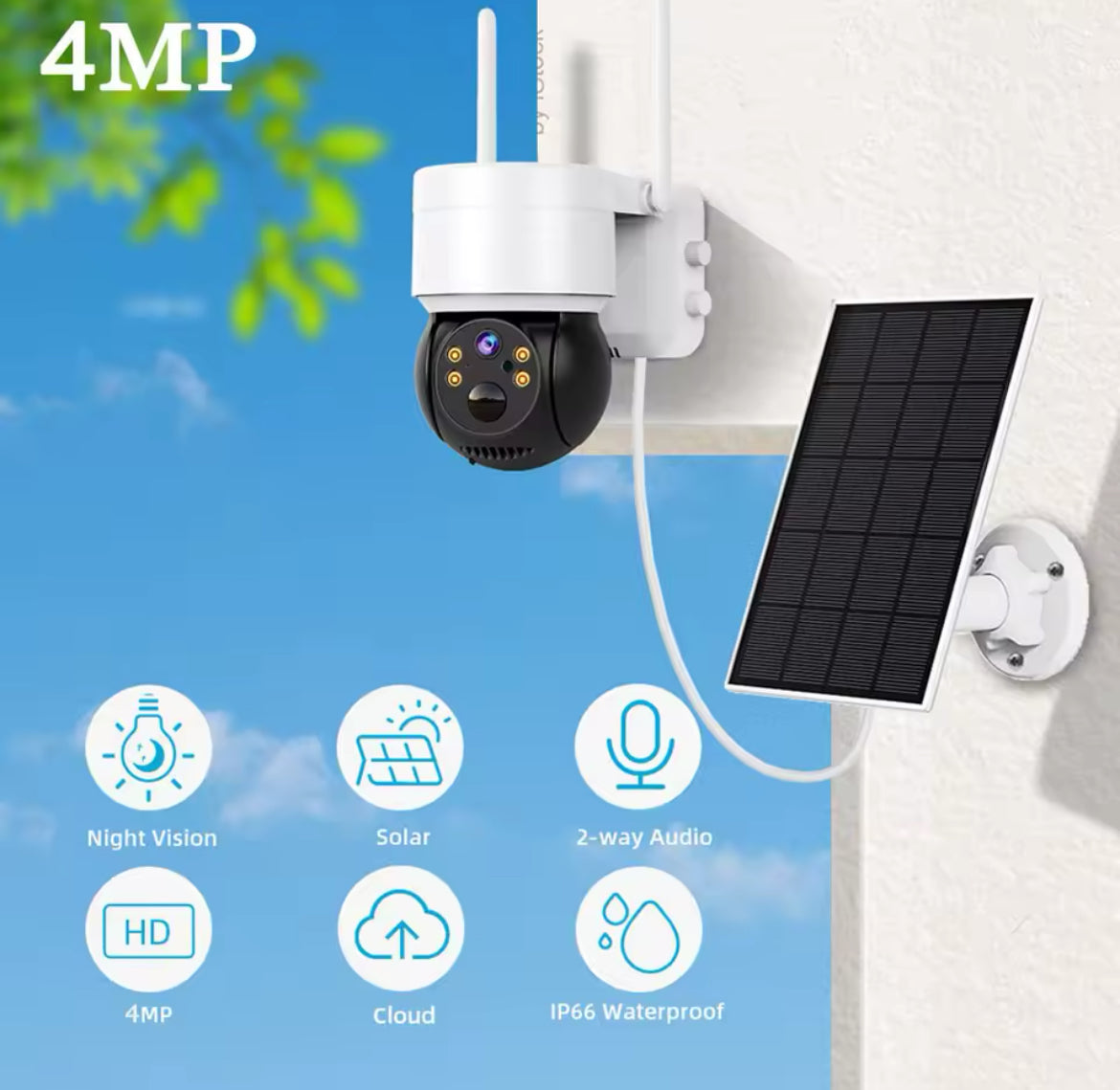 CAMARA CON PANEL SOLAR PARA EXTERIORES