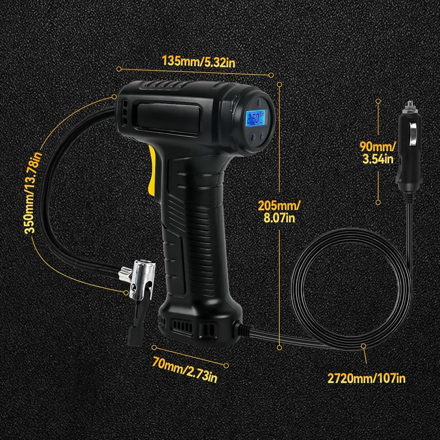 COMPRESOR INFLADOR PORTATIL 150 PSI 9V