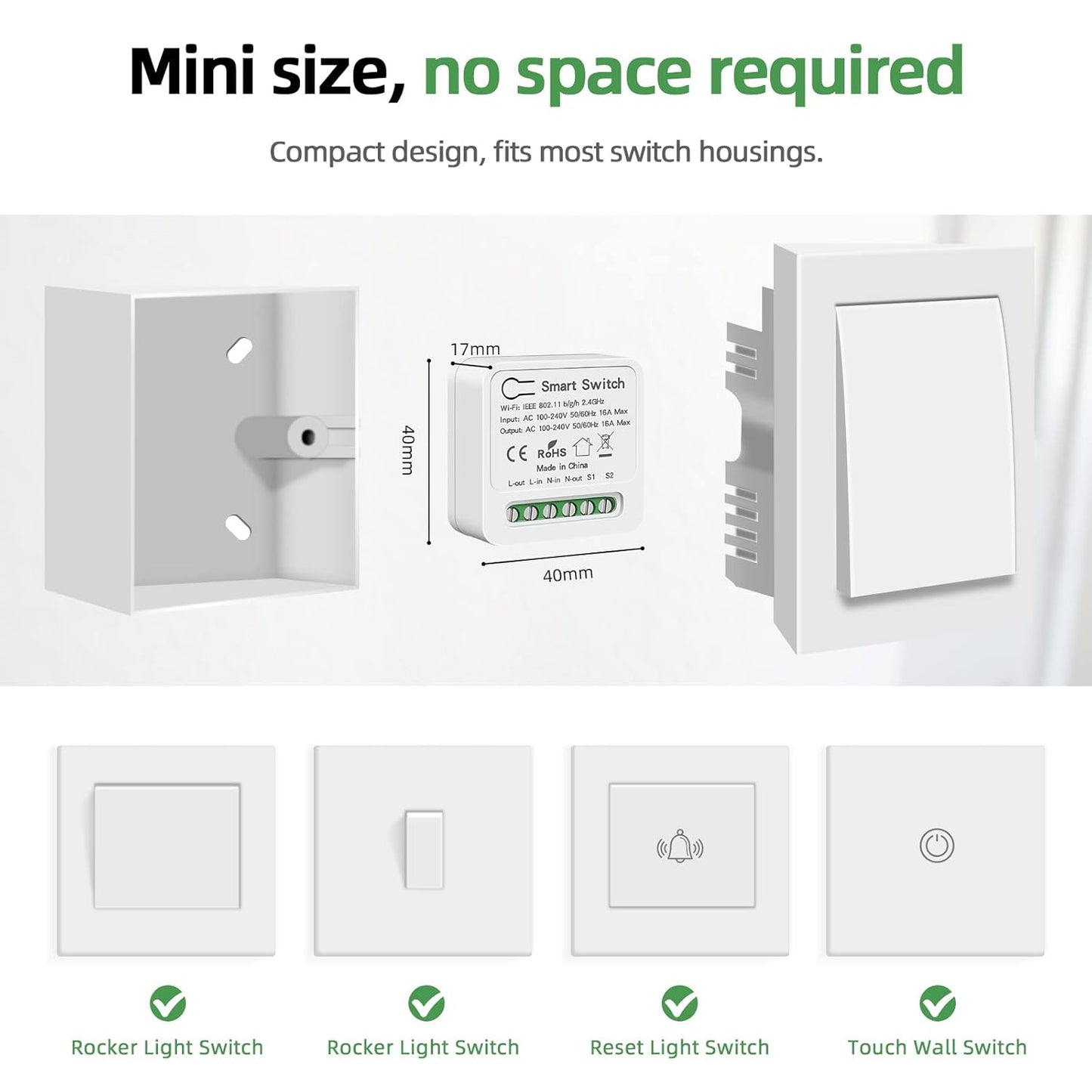 INTERRUPTOR DE RELE INTELIGENTE WIFI CONMUTADO 16 AMP