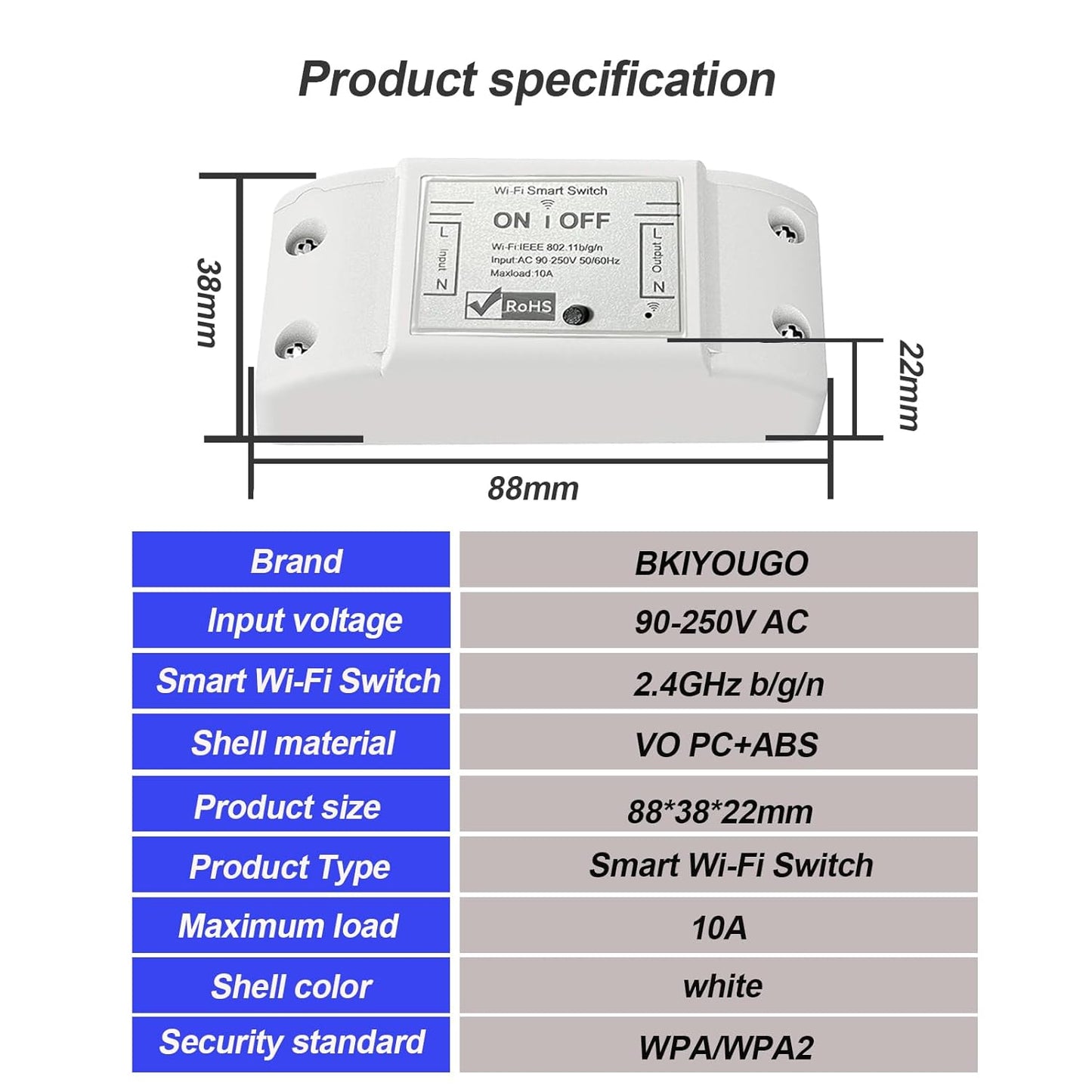 INTERRUPTOR SWITCH INTELIGENTE WIFI 16 AMP