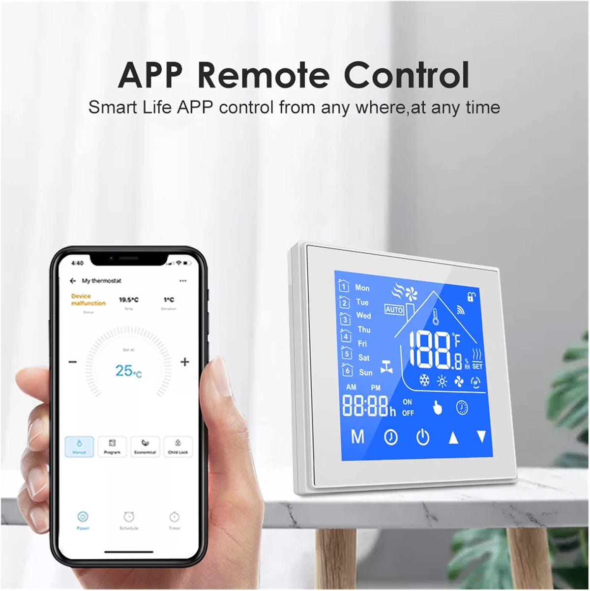 CONTROLADOR INALÁMBRICO DE TEMPERATURA Y TERMOSTATO PARA AIRE ACONDICIONADO
