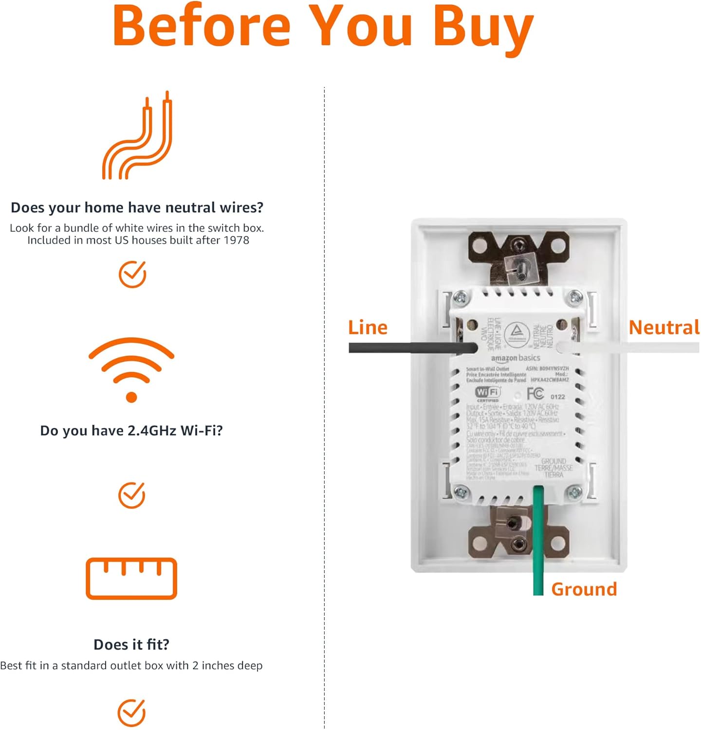 AMAZON BASICS TOMA CORRIENTE DE PARED INTELIGENTE WIFI
