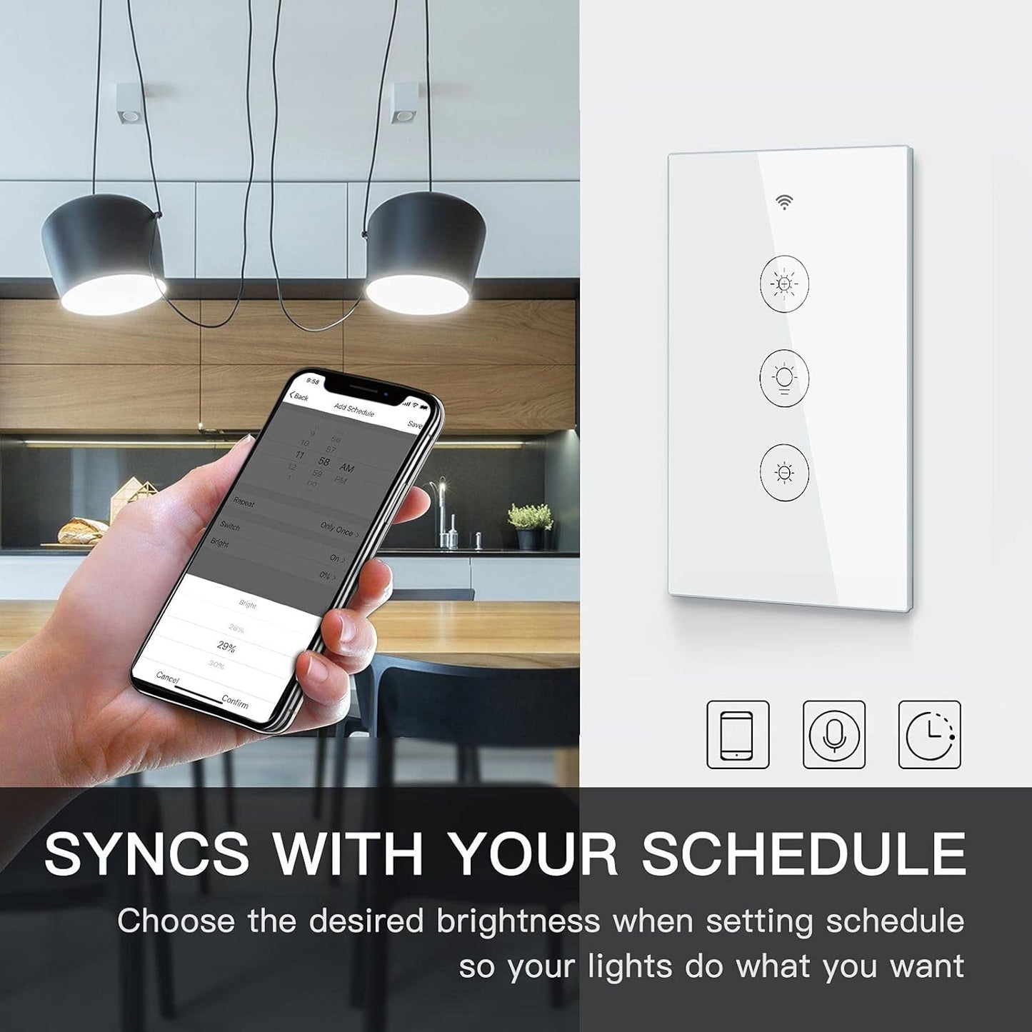 INTERRUPTOR ATENUADOR DE LUZ INTELIGENTE WIFI DIMMER