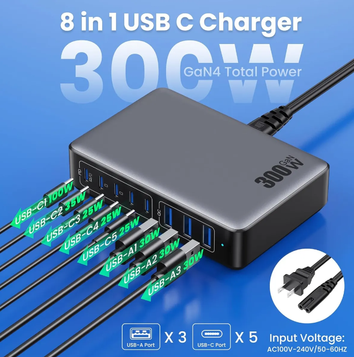ESTACION DE CARGA RAPIDA USB C Y USB MULTIPUERTO