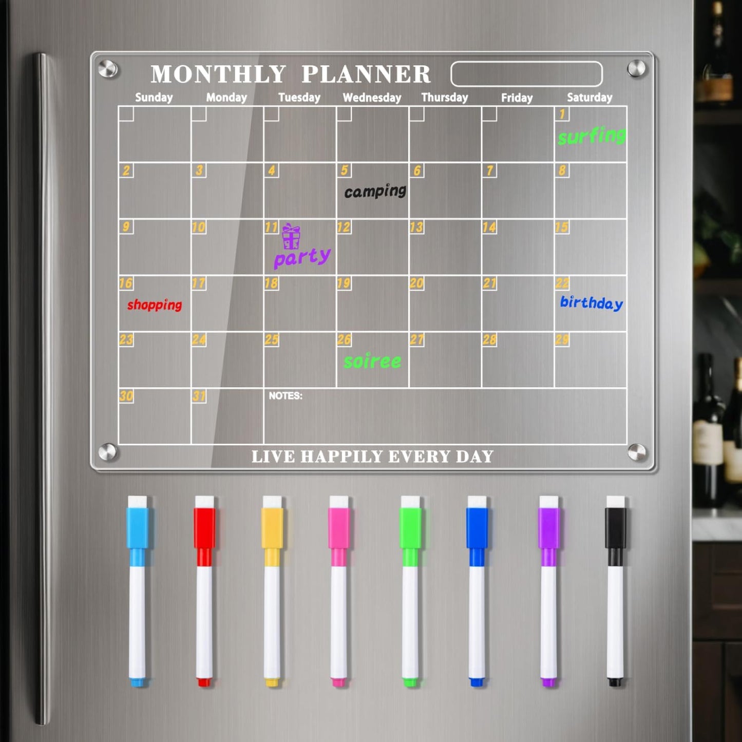 PIZARRA CALENDARIO DE ORGANIZACION ACRILICA PARA NEVERA