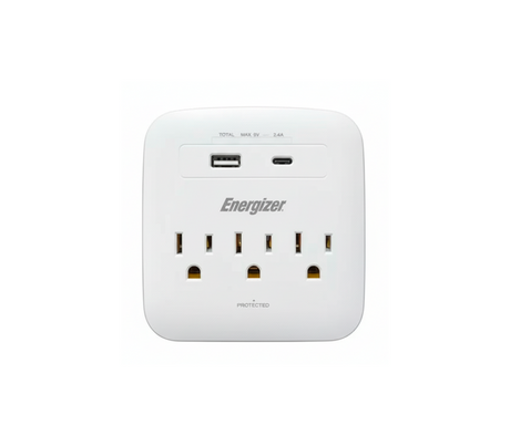 REGLETAS CUADRADA 3 TOMAS C/PUERTO USB/TIPO C ENERGIZER